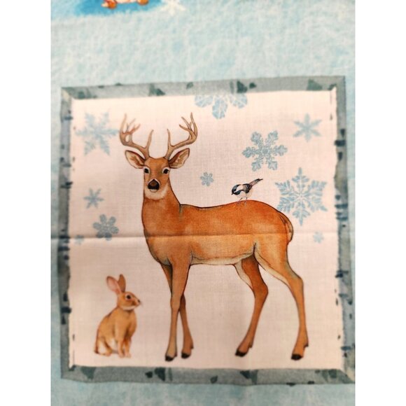 One Snowy Day Christmas Woodland Fabric Panel 24"x43" - Woodland Animals Scene - Picture 6 of 16